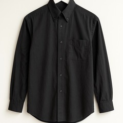 【クリーニング済】メンズシャツ2枚セット／ストライプ＆黒／Lサイズの画像
