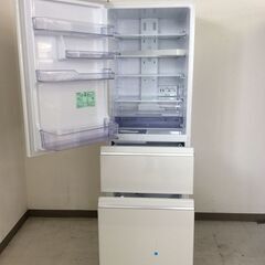YJT10948【MITSUBISHI/三菱 3ドア冷蔵庫】2022年製 MR-CX37GL-W 家電 キッチン 冷蔵冷凍庫 右開きドア 自動製氷 365Lの画像