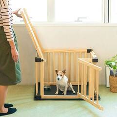 ★木製★ ペットケージ 組立簡単 ドア付 トレイ月 上フタ取外し 小・中型犬の画像