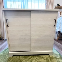 今週末のみ　引き戸シェルフ　ホワイト木目