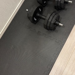 ダンベルとマットの画像