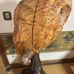 木彫り 置物 彫刻 鮭　ジャンク品の画像
