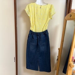 【ほぼ未使用】Honeys デニムタイト膝下スカートの画像