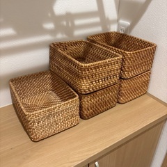 無印重なるラタン長方形ボックス・小　5個セット