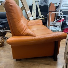 6BG1 ソファ 2人掛け 家具 合皮 オレンジ の画像