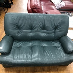 2人掛けソファー　オットマン付き　半革　【トレファク　川越店】の画像