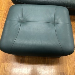 2人掛けソファー　オットマン付き　半革　【トレファク　川越店】の画像