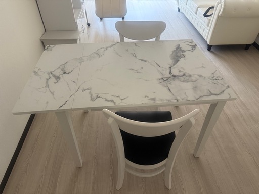 テーブルセット未使用　サイズ調整可能大理石柄