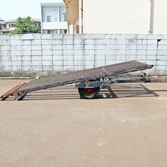 長岡市 冨士トレーラー 型式不明 ダブルタイヤ 油圧シーソー 1輪エア抜け 荷台寸法160×330 運搬 牽引 コンバインカー 積載 中古 倉庫保管の画像