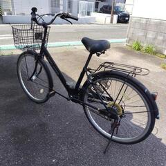 26インチ 軽快車 カギ、カゴ、ライト付き 6段変速ギア 防犯登録