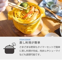 ANABAS スチームクッカー ゆで玉子名人 かんたん蒸し器 ゆで卵メーカー タイマー付き イエロー SE-001の画像