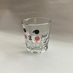 ★未使用！かわいいイラスト♪ 韓国 焼酎 ショットグラス No.2（グラス/コップ/ソジュ/透明/ガラス製）の画像