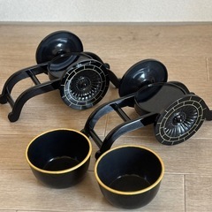 御所車型　花器2個セット　分解可能　和風インテリア、季節の行事などにの画像