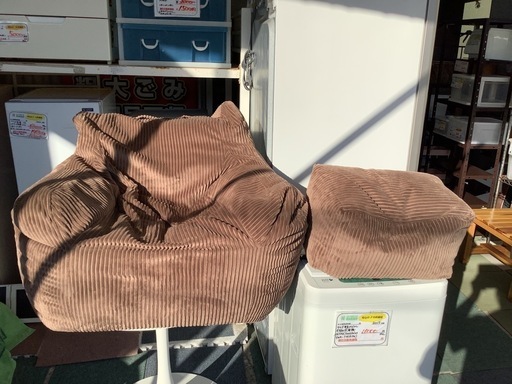 【リサイクルサービス八光】幅80㎝　HUGME 1人掛けビーズソファ　ブラウン