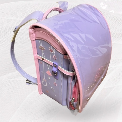 新品 ランドセル 女の子 入学 パープル 紫 ハート 可愛い 刺繍 ラン活 軽量