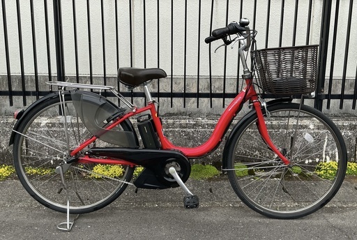 ＜美品車＞ヤマハ  26インチ・電動アシスト自転車 PASナチュラ 3段変速 レッド・新品タイヤ、サドル交換済