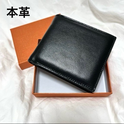 新品 本革 二つ折り財布 箱付きメンズ 高級 ビジネス財布