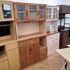 ★リユースのサカイつくば店★TK5723 大川家具 食器棚 ナチュラル H180.5×D46×W100 クリーニング済みの画像