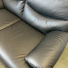 【ジモティ限定特価】合皮レザーソファ 2人掛け ラブソファ 状態良好 レザー ブラック 家具 インテリア Y1784の画像