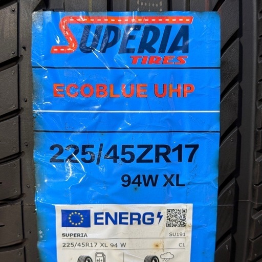 【良品質・コスパ最高】　225/45R17 94W 交換工賃・消費税込み価格 SUPERIA サマータイヤ