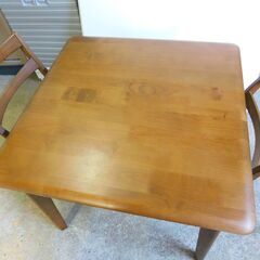 【JM649】家具の大丸 ダイニングセット ダイニングテーブル ダイニングチェア 2脚 洗い替えカバー付 ローストII 80DTの画像