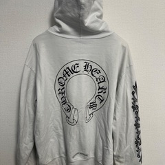 Lサイズ】 【正規品】 CHROME HEARTS クロムハーツ Zip Hoodie ジップ パーカー フーディー Horse Shoe ホースシュー メンズ Lサイズ 白 ホワイト Whiteの画像