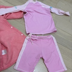 女の子ラッシュガード水着セット110+バスローブの画像