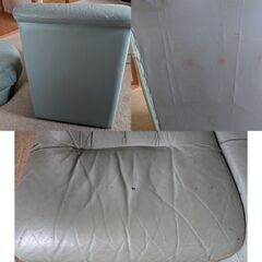 キズだらけのソファです。座り心地は問題ないかと。カバー付けてお使いいただける方、お引き取りをお願いいたします。の画像