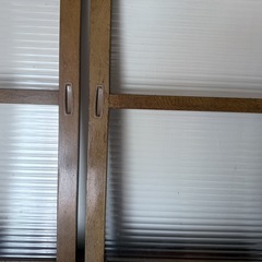 モールガラス戸 2枚 アンティーク ガラス 昭和レトロ 木枠付き ディスプレイDIY の画像