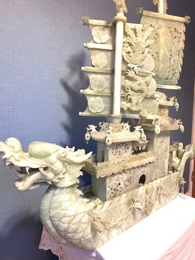福袋 売れ残り 難あり品）翡翠中国美術彫刻龍船 新小岩のその他の (karikari) 彫刻・オブジェ