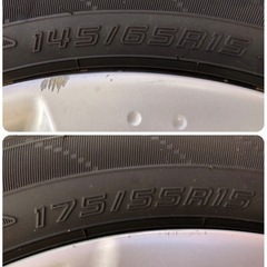 MITSUBISHI (三菱）i（アイ）用 夏タイヤ と純正ホイール付き4本セット！  F:145/65R15  R:175/55R15  ！日本製  ダンロップ エナセーブ EC204 サマータイヤ！製造2023年！美品です！の画像