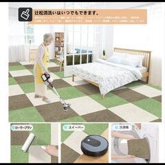 洗濯OK⭐️ タイルカーペット 30×30 大判 吸着 滑り止め 子供 犬　ペット　グリーン50枚白38枚の画像