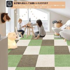 洗濯OK⭐️ タイルカーペット 30×30 大判 吸着 滑り止め 子供 犬　ペット　グリーン50枚白38枚の画像