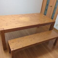 木製ダイニングテーブル ベンチ付き