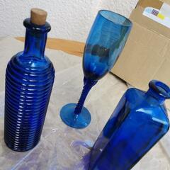 ブルーグラス、ワイングラス、ブルーボトル　新品未使用品の画像