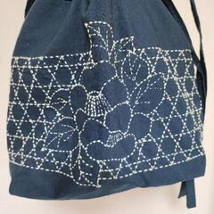 巾着バッグ 刺繍 ハンドメイドの画像