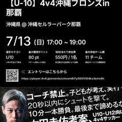 4v4サッカーに出場を了承してくれる小学４年生の親を募集中です