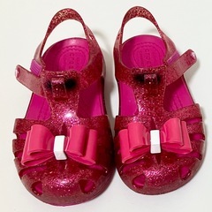 crocs 15.5cm キッズ用　キャンディピンク　グリッターサンダルの画像