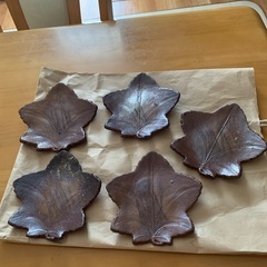 備前焼　もみじ小皿セット