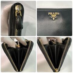 🔵PRADA プラダ サフィアーノレザー ラウンドファスナー 長財布の画像