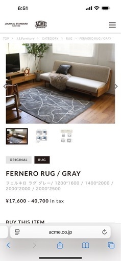 Journal Standard Furniture/Fernero Rug ライトグレー