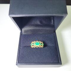GSTV K18YG コロンビア産エメラルド リング 指輪 アクセサリー 宝石  ゴールド イエローゴールドの画像