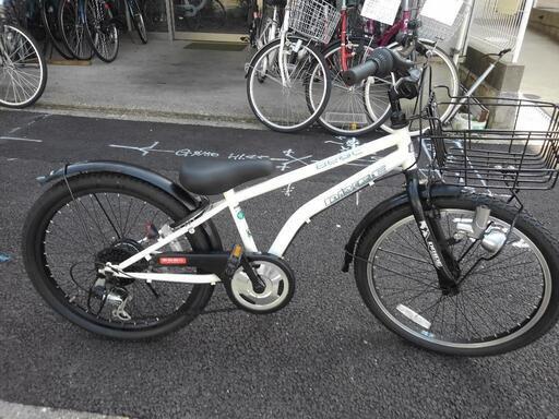 中古子供自転車3614前後タイヤ新品！22インチ6段ギヤLED
