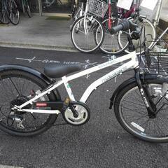 中古子供自転車３６１４　前後タイヤ新品！　２２インチ　６段ギヤ　...