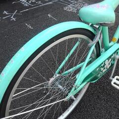 中古子供自転車３６１４　前後タイヤ新品！　２２インチ　６段ギヤ　LEDダイナモライト　 身長１２３㎝前後の画像