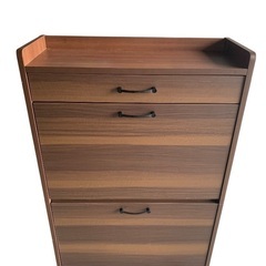 シューズラック 靴箱 茶色 木製 ヴィンテージ 98cm×63c...