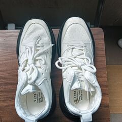 新品 25cm メンズ スニーカー ホワイト 厚底 男女兼用 シューズ【2000-472-S】の画像