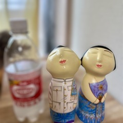 タイ　夫婦　伝統的な木製人形　カップルの画像