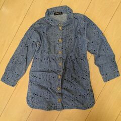 【2回着用】120cmデニムシャツワンピース