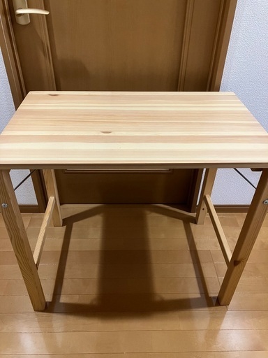 【美品】無印良品　パイン材テーブル・折りたたみ式　イス付き